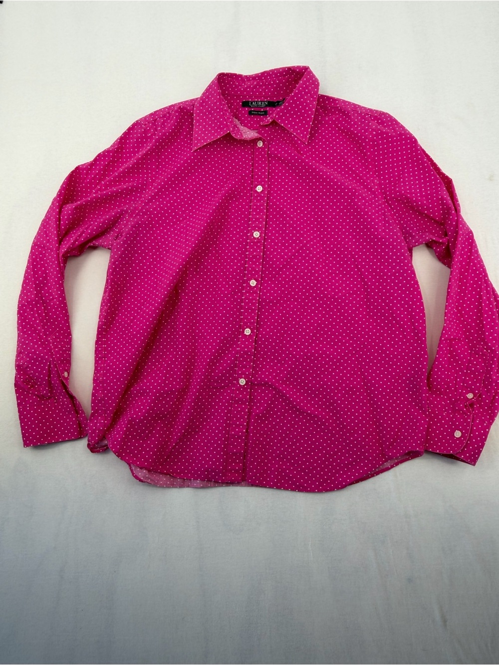 Ralph Lauren Pink with White Polka Dots Button Up